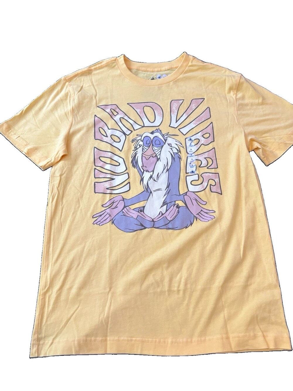 Disney The Lion King Rafiki "No Bad Vibes" Graphic T-Shirt Adult S Yellow